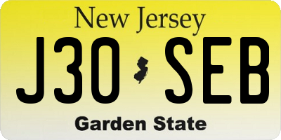 NJ license plate J30SEB