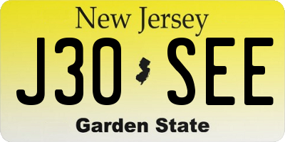 NJ license plate J30SEE