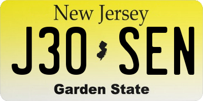 NJ license plate J30SEN