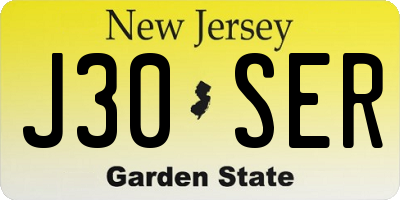 NJ license plate J30SER