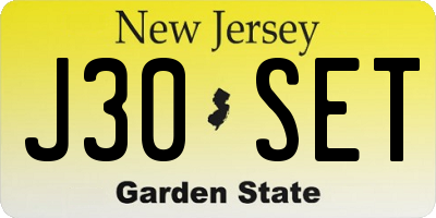 NJ license plate J30SET