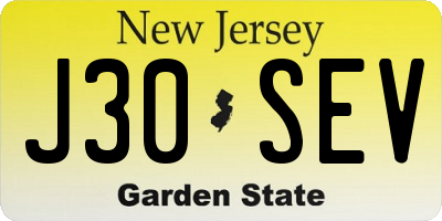 NJ license plate J30SEV