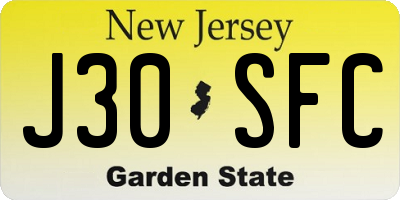 NJ license plate J30SFC