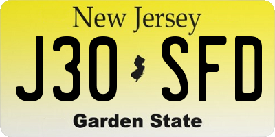 NJ license plate J30SFD