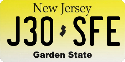 NJ license plate J30SFE