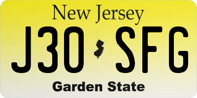 NJ license plate J30SFG