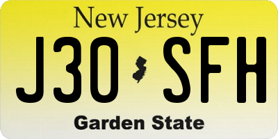 NJ license plate J30SFH