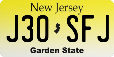 NJ license plate J30SFJ