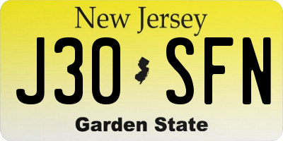 NJ license plate J30SFN