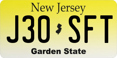 NJ license plate J30SFT