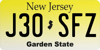 NJ license plate J30SFZ
