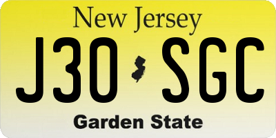 NJ license plate J30SGC