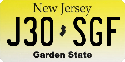 NJ license plate J30SGF