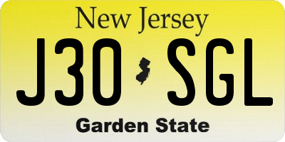 NJ license plate J30SGL