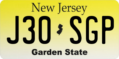 NJ license plate J30SGP