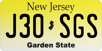 NJ license plate J30SGS