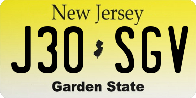 NJ license plate J30SGV
