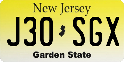 NJ license plate J30SGX