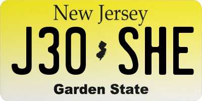 NJ license plate J30SHE