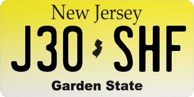 NJ license plate J30SHF