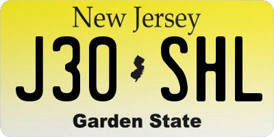 NJ license plate J30SHL