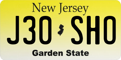NJ license plate J30SHO
