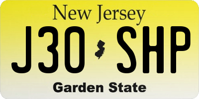 NJ license plate J30SHP