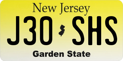 NJ license plate J30SHS
