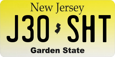 NJ license plate J30SHT