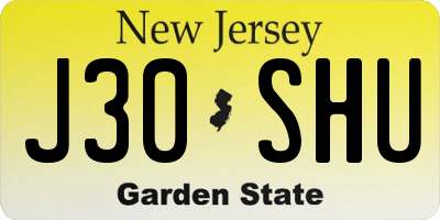 NJ license plate J30SHU