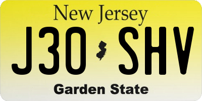 NJ license plate J30SHV