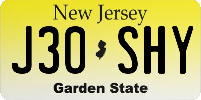 NJ license plate J30SHY