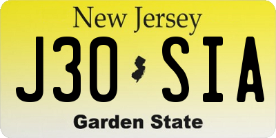 NJ license plate J30SIA