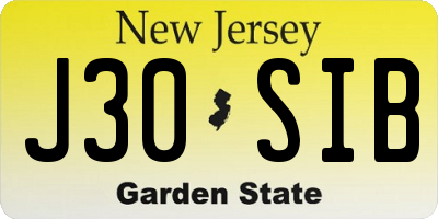 NJ license plate J30SIB