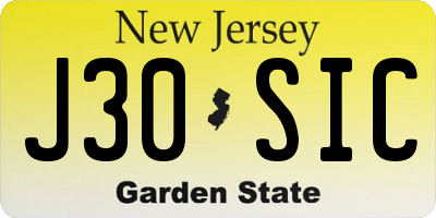NJ license plate J30SIC