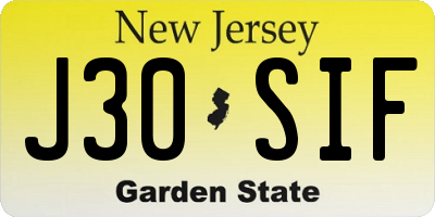 NJ license plate J30SIF