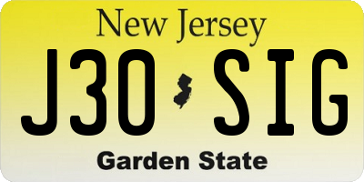 NJ license plate J30SIG