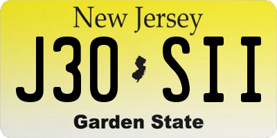 NJ license plate J30SII