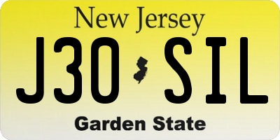 NJ license plate J30SIL