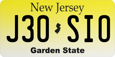 NJ license plate J30SIO