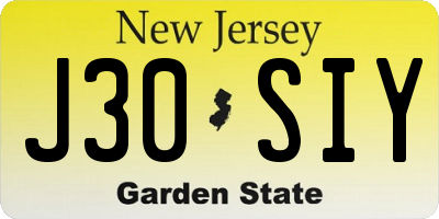NJ license plate J30SIY