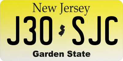 NJ license plate J30SJC