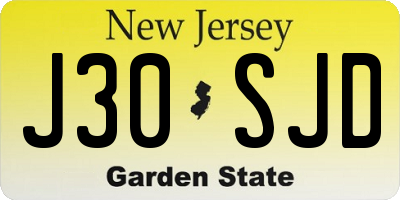 NJ license plate J30SJD