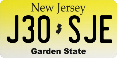 NJ license plate J30SJE