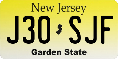 NJ license plate J30SJF