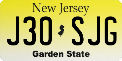 NJ license plate J30SJG