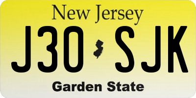 NJ license plate J30SJK