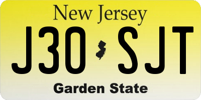 NJ license plate J30SJT