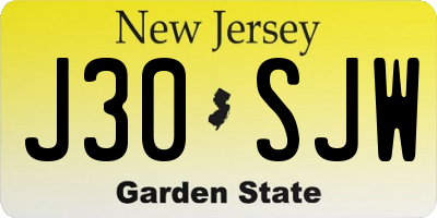 NJ license plate J30SJW