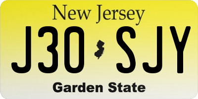 NJ license plate J30SJY